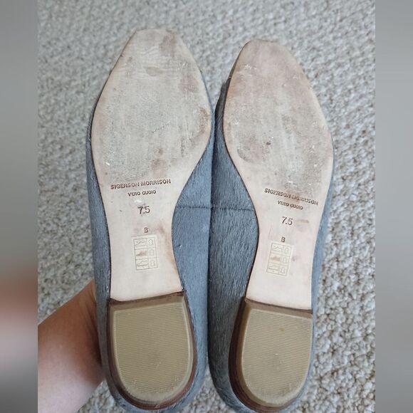 SIGERSON MORRISON Gray pony hair silver cap toe slip on flat size 7.5 - Picture 13 of 14